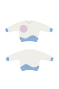 Pull pour enfant tout doux. Motif graphique lune vague.