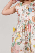 Robe fille adorable. Légère, structuré et casual. Coton bio. Motif fleuri et coloré