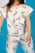 Blouse d'été pour enfant. Motif coloré et graphique des années 80's. Coton bio