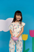 Ensemble fille en coton bio. Motif 80's coloré et graphique