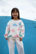 Ensemble sweat et jogging assorti pour enfants. Coloré et motif arty nuage.