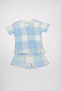 Ensemble kid pour fille ou garçon. Matière en nid d'abeille, 100% coton. Motif stylé et graphique