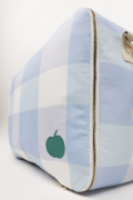 Valise voyage à motif carreau et détail pomme brodé