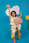 Blouse en coton bio pour fille. Disponible en ensemble. Motif fleur. Légère et structuré