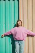 Sweat femme uni couleur rose bonbon.