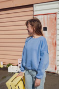 Sweat femme uni couleur bleu profond.