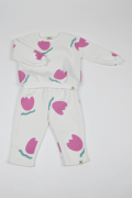 Ensemble arty et graphique pour fille. Motif tulipe rose. Molletonné et confortable