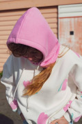 Cagoule hiver molletonnée et chaude pour femme. Couleur rose bonbon