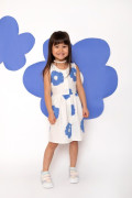Robe pour fille motif fleur bleu