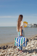 Sac de voyage / Valise. Motif à rayure contemporain et arty. Coton