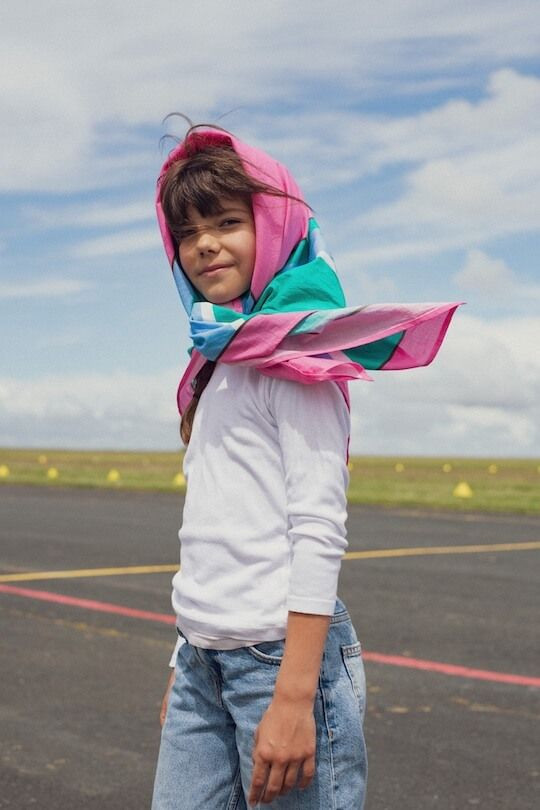 Foulard Hepburn coton porté couleur