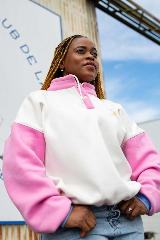 Sweat Retro 90s femme col pression et cordons détail
