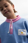 Sweat Blue 90s enfant col à pression détail