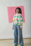 Sweat femme Multiflower coupe oversize crop