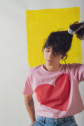 T-shirt Coeur femme coupe crop top