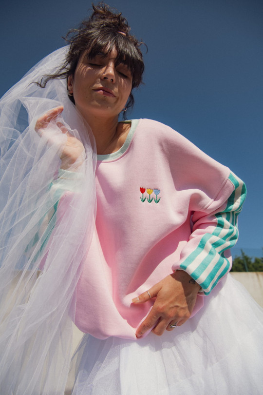 Sweat Oversize Coton Femme  - Sporty Tulipe | Ayuna