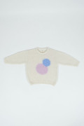Pull pour enfant doux et moelleux. Motif rond rose et bleu