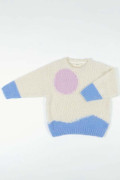 Pull cocooning et chaud. Coupe oversize et col rond. Motif Lune vague