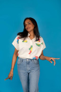 Chemise pour femme motif Lune. Coton biologique. Légère et structurée