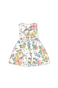 Robe d'été trop mignonne pour fille. Pattern coloré et fleuri. Couleurs pastel toute douce. Coton bio